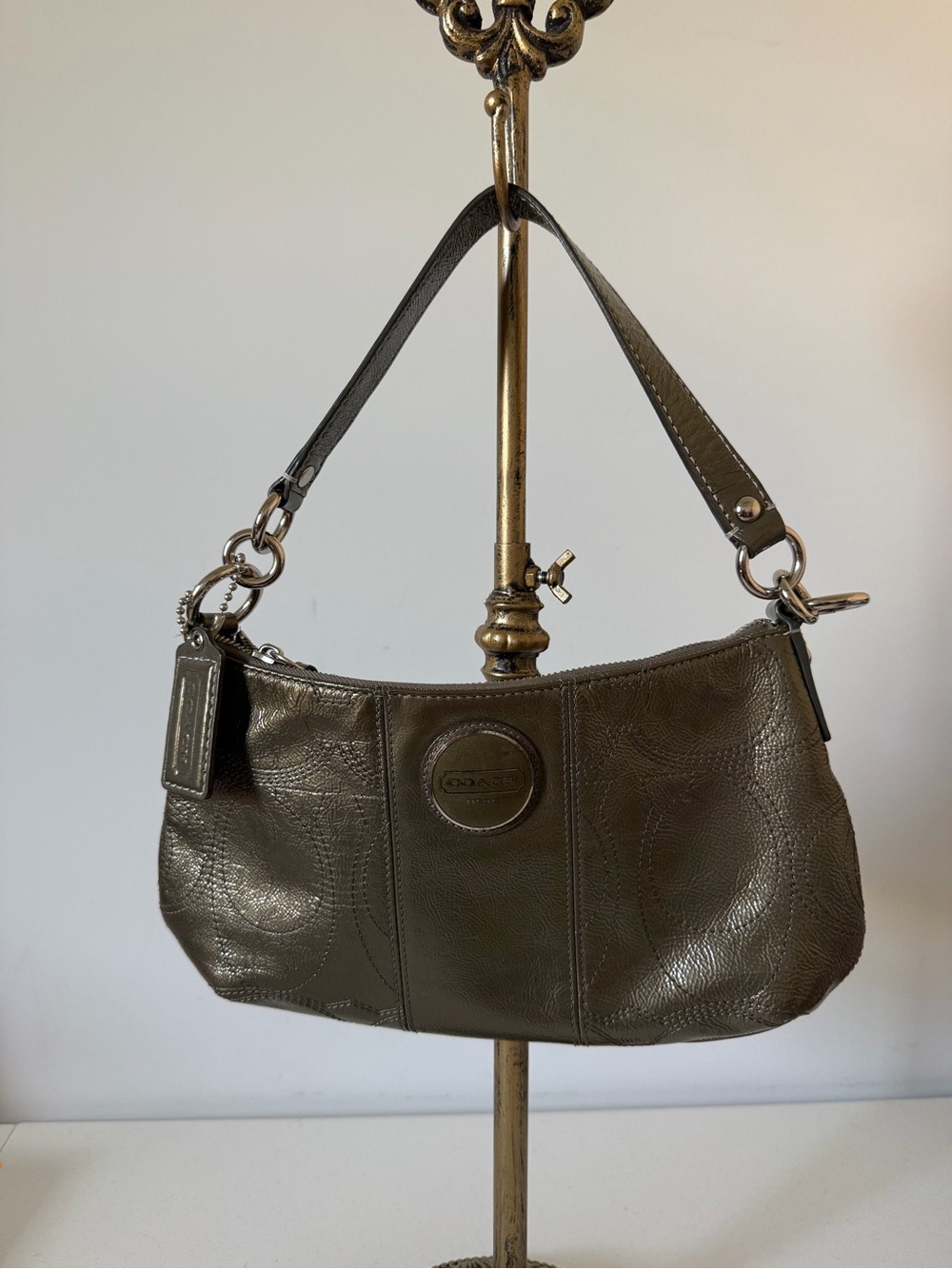 Coach Olive Green Leather Shoulder Bag